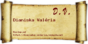 Dianiska Valéria névjegykártya