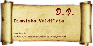 Dianiska Valéria névjegykártya